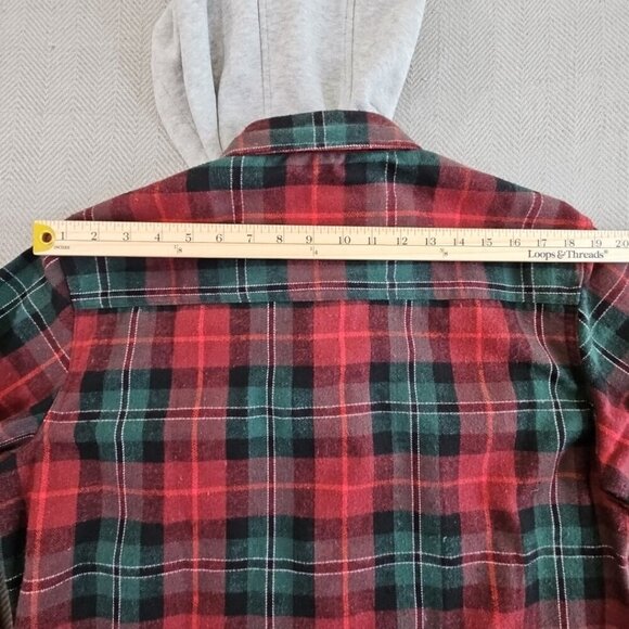 Free Planet Christmas Flannel Hoodie Men's Large Long Sleeve Button-Up EUC LN - Picture 13 of 16